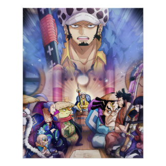 Pôster Uma peça , Law , Luffy e Capitão Kid