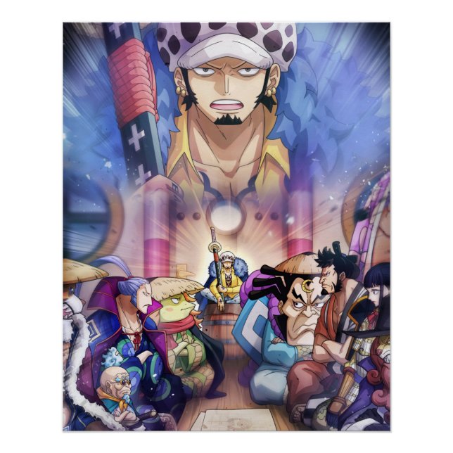 Pôster Uma peça , Law , Luffy e Capitão Kid (Frente)