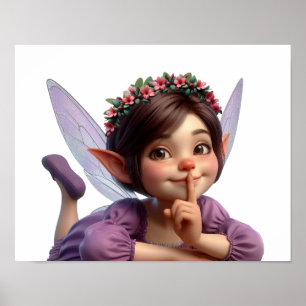 Poster Uma pequena fada de desenho animado mágica encanta