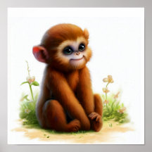 Uma pintura aquosa em 3D de um macaco-gato-do-mato