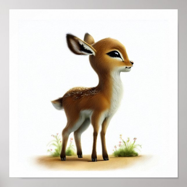 Poster Uma pintura aquosa em 3D de uma Gazela (Frente)