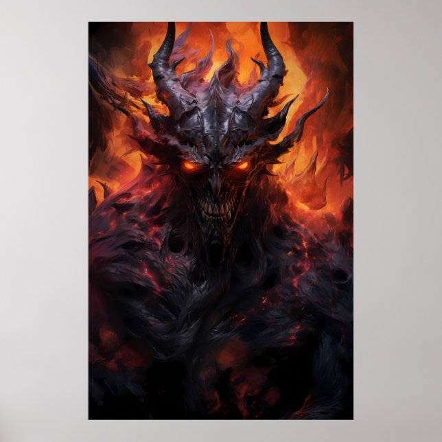 Poster Uma pintura artística cativante de um inferno demô (Frente)