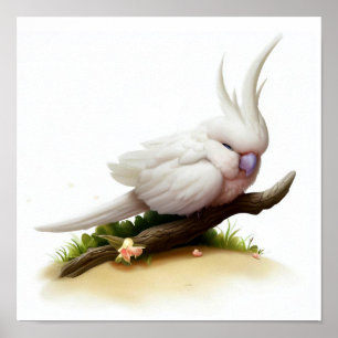 Poster Uma pintura digital da Cockatoo de Major Mitchell