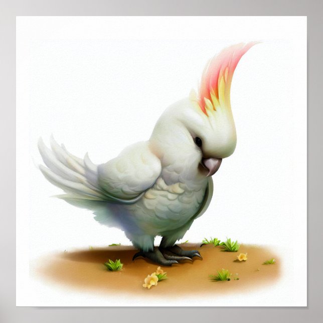 Poster Uma pintura digital da Cockatoo de Major Mitchell (Frente)