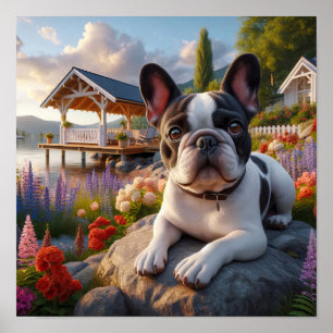 Poster Uma pintura digital de um Buldogue francês bonito