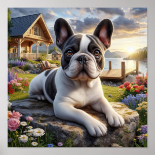 Poster Uma pintura digital de um Buldogue francês bonito