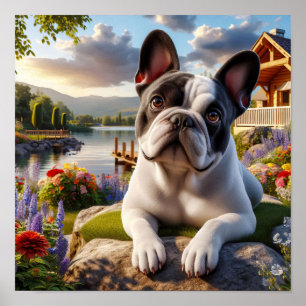 Poster Uma pintura digital de um Buldogue francês bonito