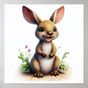 Poster Uma pintura digital de um canguru bonito