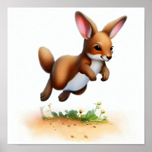 Poster Uma pintura digital de um canguru bonito