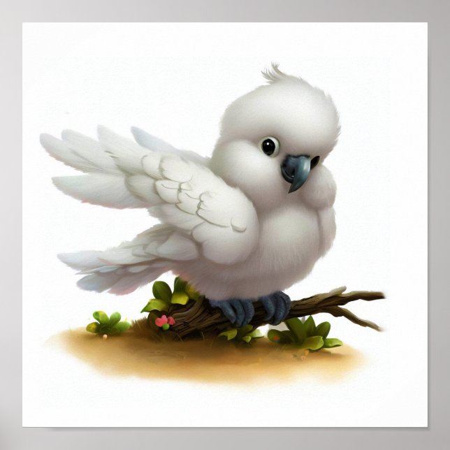 Poster Uma pintura digital de um Cockatoa Moluco Cuta (Frente)