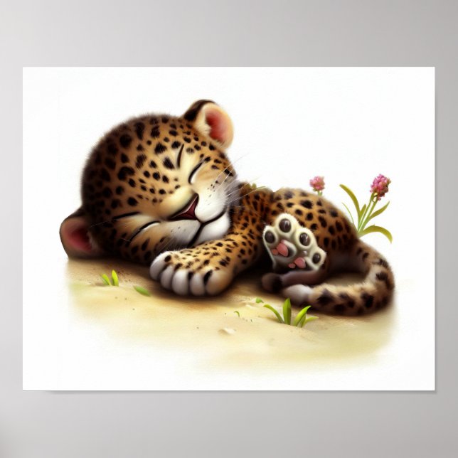 Poster Uma pintura digital de um cubículo leopardo giro (Frente)