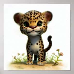 Poster Uma pintura digital de um cubículo leopardo giro