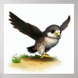 Poster Uma pintura digital de um Falcão Jovem Peregrino