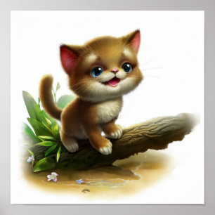 Poster Uma pintura digital de um gato de selva