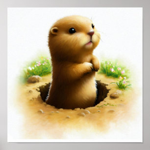 Poster Uma pintura digital de um jovem cachorro-da-pradar