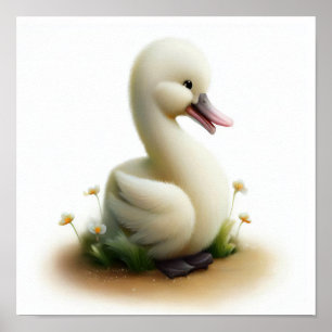 Poster Uma pintura digital de um jovem cisne
