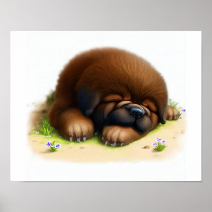 Poster Uma pintura digital de um jovem cubano Mastiff tib