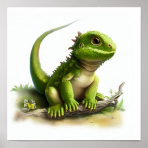 Poster Uma pintura digital de um jovem cubículo Iguana