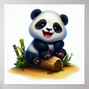 Poster Uma pintura digital de um jovem e bonito Panda