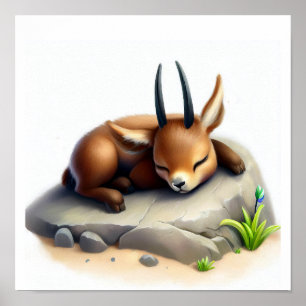 Poster Uma Pintura Digital de um Jovem e Fofo Antílope Sa