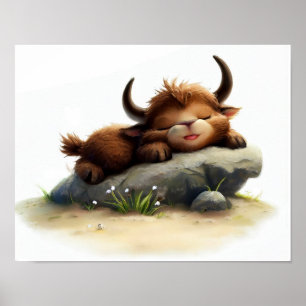 Poster Uma pintura digital de um jovem e fofo gnu