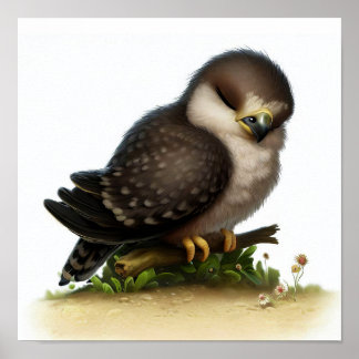 Poster Uma pintura digital de um jovem falcão-peregrino
