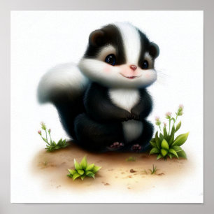 Poster Uma pintura digital de um jovem gambá-gato