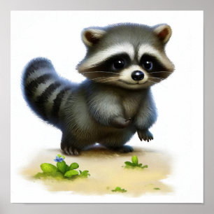 Poster Uma pintura digital de um jovem guaxinim