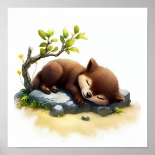 Poster Uma pintura digital de um jovem Wolverine Cute