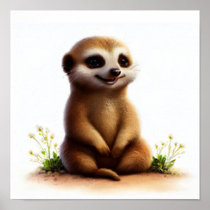 Poster Uma pintura digital de um Meerkat bonito
