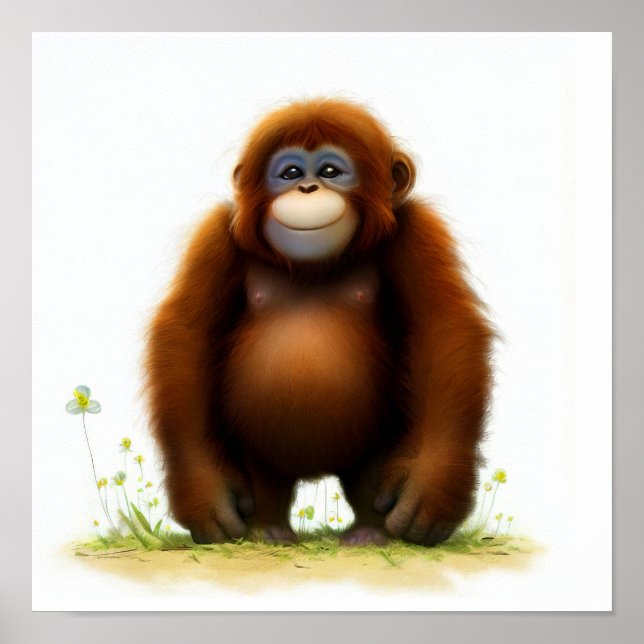 Poster Uma pintura digital de um Orangutan cubano (Frente)