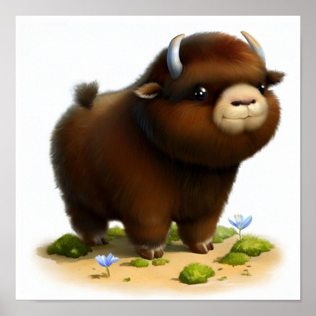 Poster Uma pintura digital de um Ox de Musk Cute (Frente)