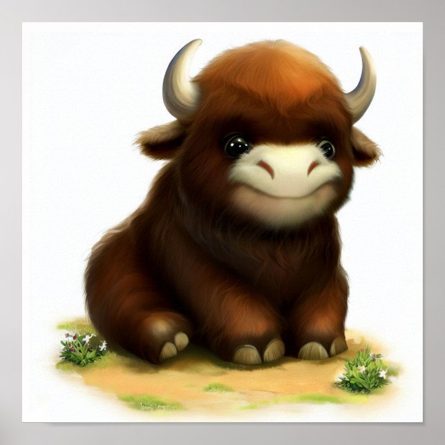 Poster Uma pintura digital de um Ox de Musk Cute (Frente)