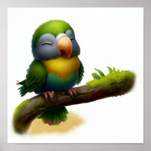 Poster Uma pintura digital de um papagaio brilhante masca