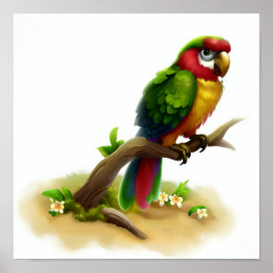 Poster Uma pintura digital de uma arara militar engraçada