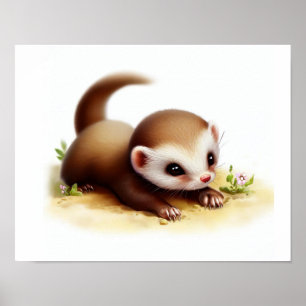 Poster Uma pintura digital de uma doninha-anã fofa