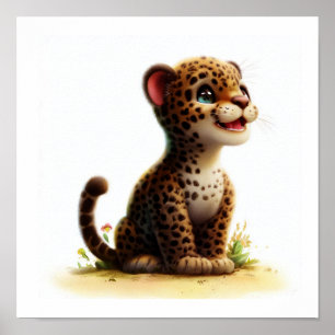 Poster Uma pintura digital de uma jaguar fofa
