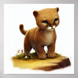 Poster Uma pintura digital de uma jovem Puma Cuta