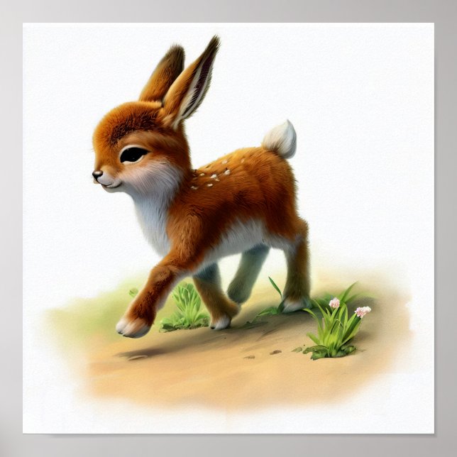 Poster Uma pintura em aquarela 3D de um antílope (Frente)