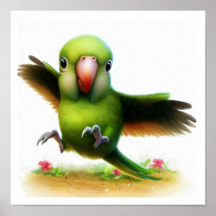Poster Uma pintura em aquarela 3D de um papagaio american