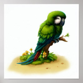 Poster Uma pintura em aquarela 3D de uma grande arara-ver