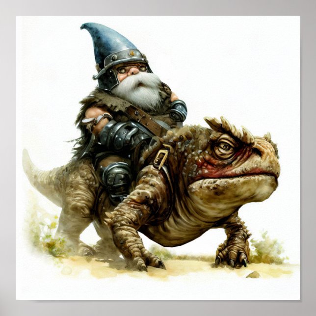 Poster Uma pintura em aquarela de um guerreiro Gnome sem  (Frente)