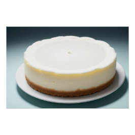 Pôster Uma Prata de Cheesecake Inteiro com Fundo Escuro