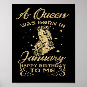 Poster Uma Rainha Foi Nascer Em Janeiro Feliz Aniversário