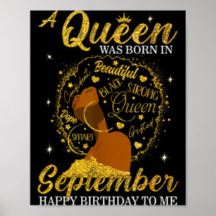 Poster Uma Rainha Nasceu Em Setembro Aniversário Afro Men