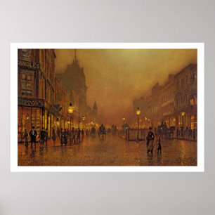 Pôster Uma rua na noite (óleo no painel)