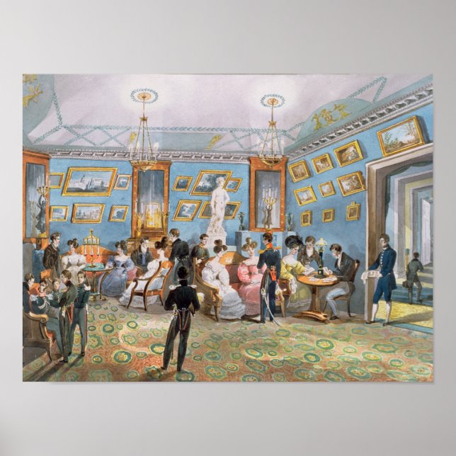Pôster Uma Sala de Desenho da Sociedade, c.1830 (Frente)