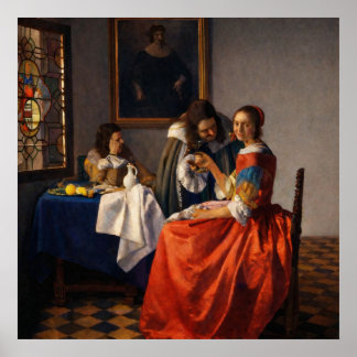 Poster Uma Senhora e Dois Cavalheiros de Johannes Vermeer