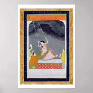 Pôster Uma senhora em um balanço, Kangra, colinas c.1790