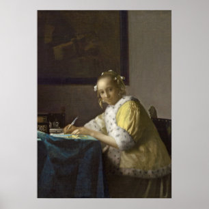 Poster Uma senhora Escrita, C. 1665 (óleo em canvas)